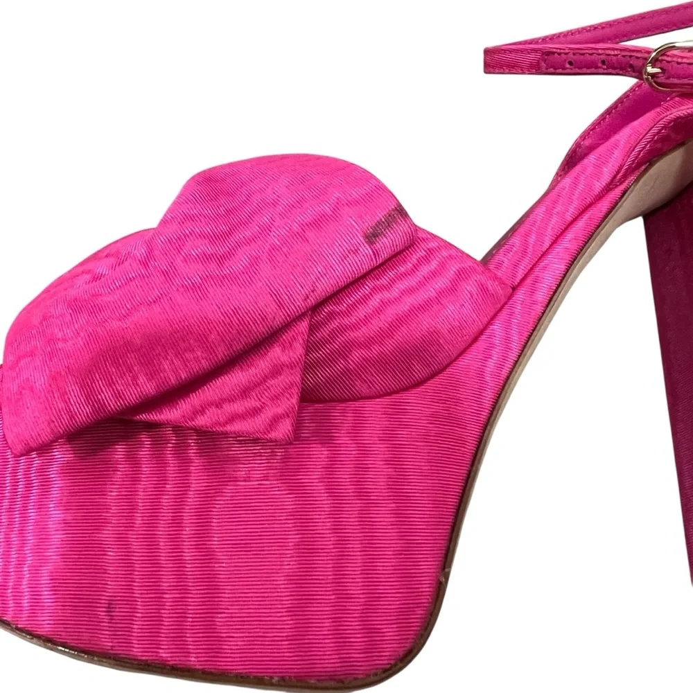 Larroude Elle Ankle Strap Platform Heels In Pink Ariana Magenta